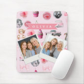 Personalized Pink Coquette Retro Cute Teddy Bear Muismat (Met muis)