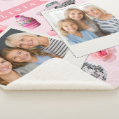 Personalized Pink Coquette Retro Cute Teddy Bear Sherpa Deken (3/4)