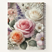 Personalized Pink Cream Orange Watercolor Roses Notitieboek (Achterkant)