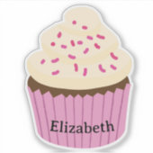 Personalized pink cupcake Sticker / Label (Voorkant)