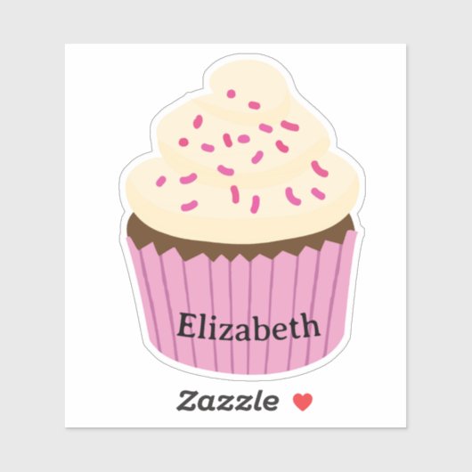 Personalized pink cupcake Sticker / Label (Vel)