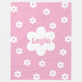 Personalized Pink Daisy Name Fleece Blanket (Voorkant)