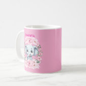 Personalized Pink Elephant Mug for Girls Koffiemok (Voorkant links)