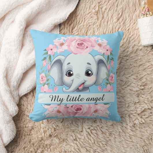 Personalized Pink Elephant Throw Pillow Kussen (Deken)