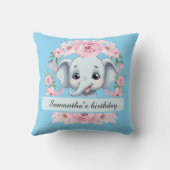 Personalized Pink Elephant Throw Pillow Kussen (Achterkant)