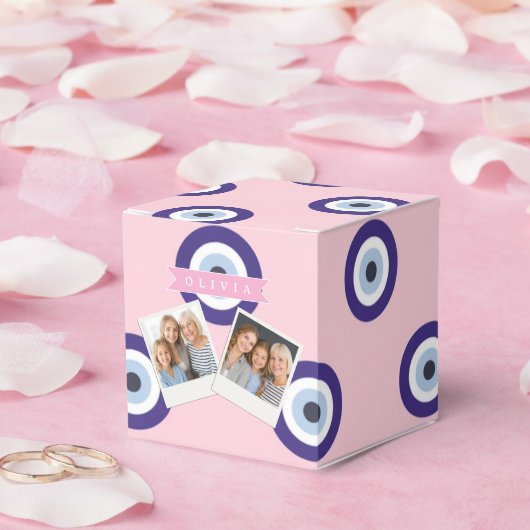 Personalized Pink Evil Eye Pattern Gifts With Name Bedankdoosjes (Huwelijk)