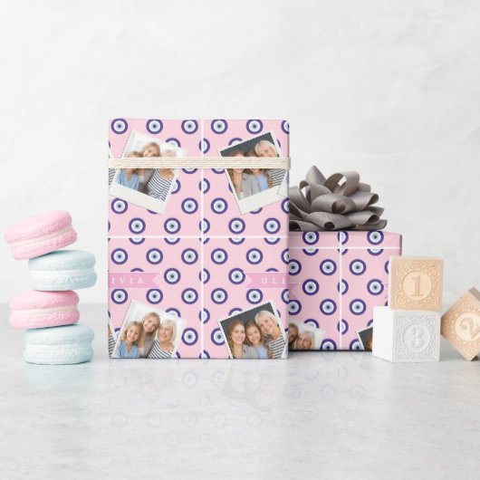 Personalized Pink Evil Eye Pattern Gifts With Name Cadeaupapier (Baby Shower)