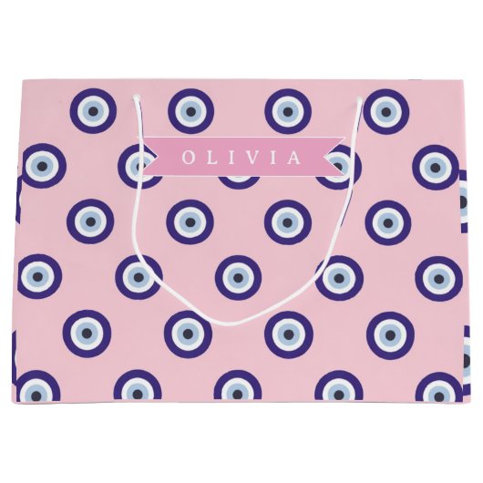 Personalized Pink Evil Eye Pattern Gifts With Name Groot Cadeauzakje (Voorkant)