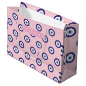 Personalized Pink Evil Eye Pattern Gifts With Name Groot Cadeauzakje (Voorkant Gekanteld)