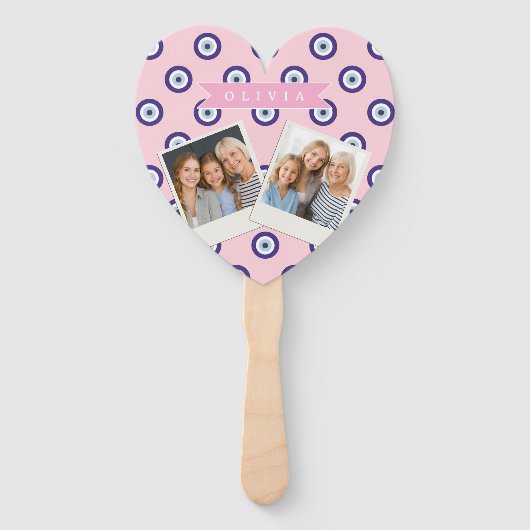 Personalized Pink Evil Eye Pattern Gifts With Name Handwaaier (Voorkant)
