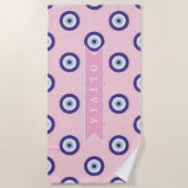 Personalized Pink Evil Eye Pattern Gifts With Name Strandlaken (Voorkant)