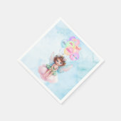 Personalized Pink Fairy on Cloud Birthday Napkin  Servet (Hoek)