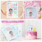 Personalized Pink Fairy on Cloud Birthday Napkin  Servet