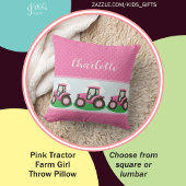 Personalized Pink Farm Tractor Girl Design Kussen