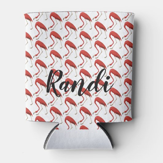 Personalized Pink Flamingo Can Cooler (Voorkant)