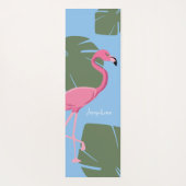 Personalized Pink Flamingo with Tropical Leaves Yogamat (Achterkant)
