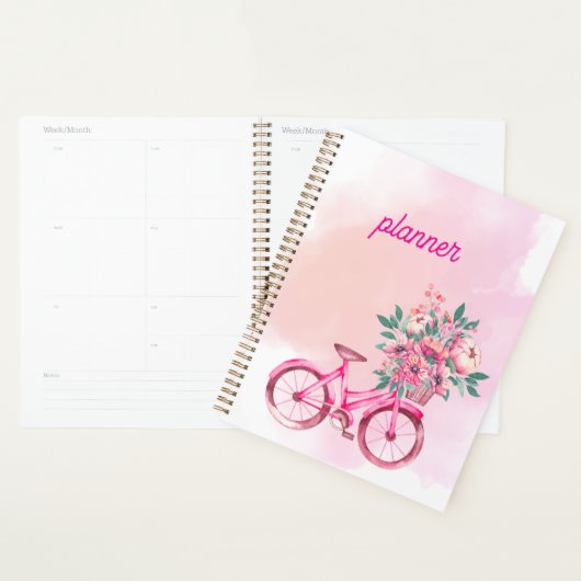Personalized Pink Floral Bicycle Weekly Planner (Display)