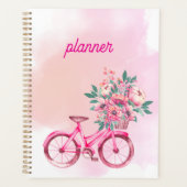 Personalized Pink Floral Bicycle Weekly Planner (Voorkant)