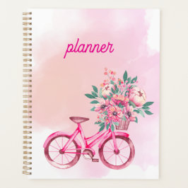 Personalized Pink Floral Bicycle Weekly Planner