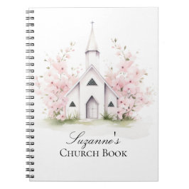 Personalized Pink Floral Church Book Notitieboek