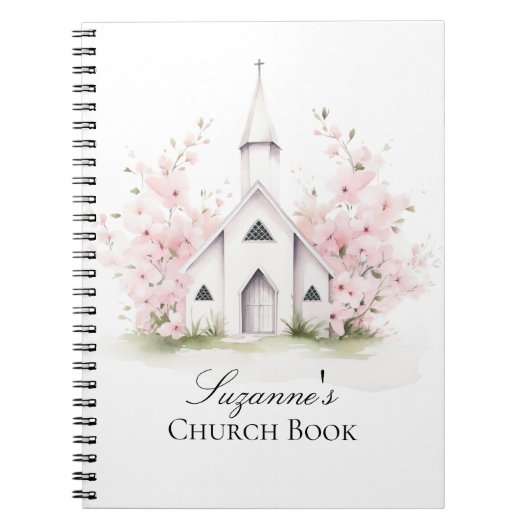 Personalized Pink Floral Church Book Notitieboek (Voorkant)