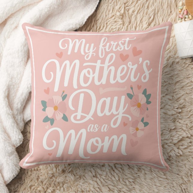 Personalized Pink Floral First Mother's Day  Kussen (Deken)