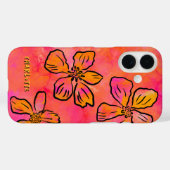 Personalized Pink Floral Pop Art Case-Mate iPhone Case (Achterkant (horizontaal))