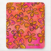Personalized Pink Floral Pop Art Muismat (Voorkant)