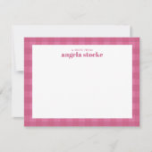 Personalized Pink Gingham Notitiekaartje (Voorkant)