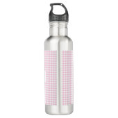 Personalized Pink Gingham Pattern & Custom Name Waterfles (Achterkant)