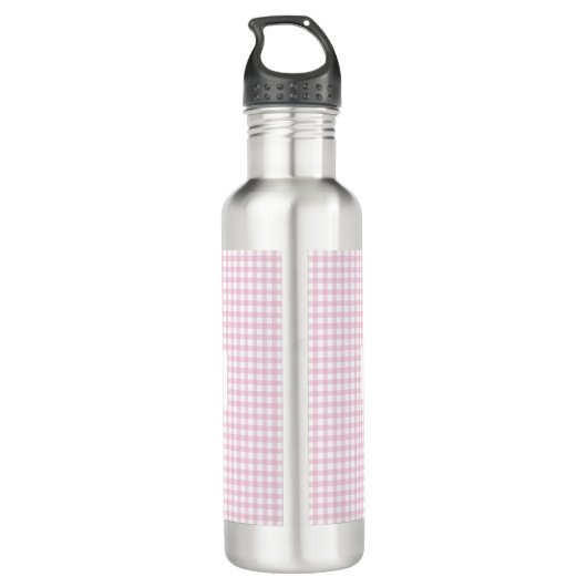 Personalized Pink Gingham Pattern & Custom Name Waterfles (Achterkant)