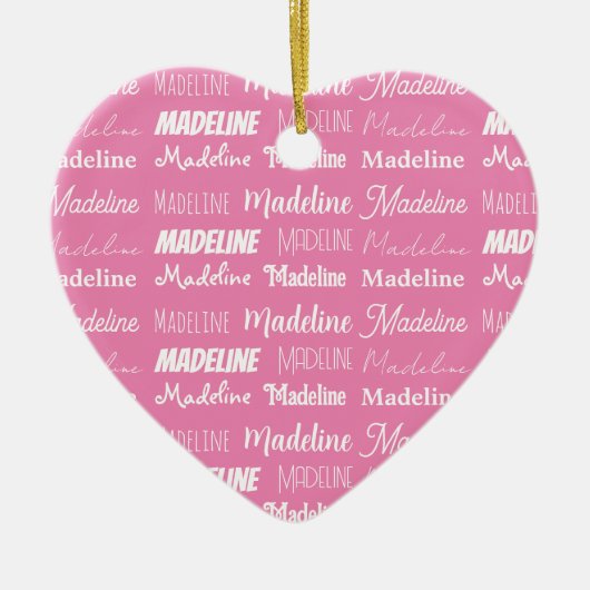 Personalized Pink Girls Name Collage Christmas Keramisch Ornament (Voorkant)
