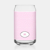 Personalized Pink Glass with White Hearts - Custom Blikvorm Glas (Voorkant)