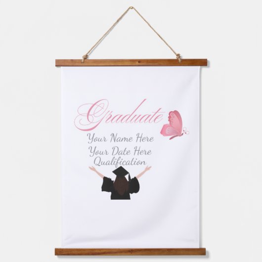 Personalized Pink Graduate Gift, Custom Name  Hangend Wandkleed (Voorkant)