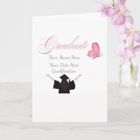 Personalized Pink Graduate Gift, Custom Name  Kaart (Orchidee)