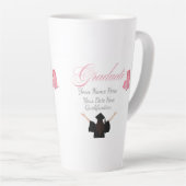 Personalized Pink Graduate Gift, Custom Name  Latte Mok (Rechterhoek)