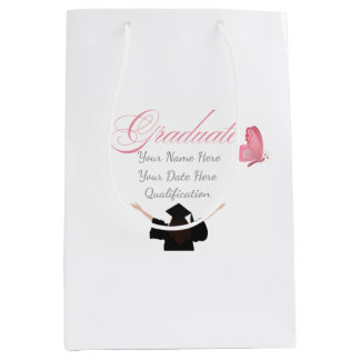 Personalized Pink Graduate Gift, Custom Name  Medium Cadeauzakje