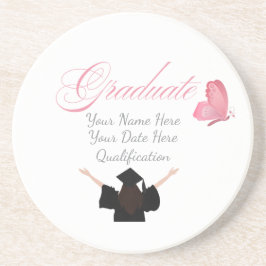 Personalized Pink Graduate Gift, Custom Name  Zandsteen Onderzetter