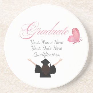 Personalized Pink Graduate Gift, Custom Name  Zandsteen Onderzetter