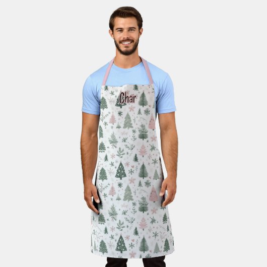 Personalized Pink & Green Christmas Tree Pattern Schort (Gedragen)