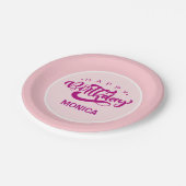 Personalized Pink Happy Birthday  Papieren Bordje (Gekanteld)
