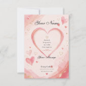 Personalized Pink Heart Thank You Card Bedankkaart (Voorkant)