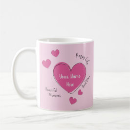 Personalized Pink Hearts Coffee Mug Koffiemok