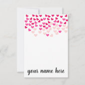 Personalized Pink Hearts Girls Notecards Bedankkaart (Voorkant)