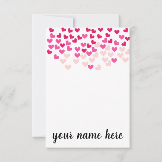 Personalized Pink Hearts Girls Notecards Bedankkaart (Voorkant)