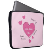 Personalized Pink Hearts Laptop Case (Voorkant Rechts)