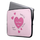 Personalized Pink Hearts Laptop Case (Voorkant Links)