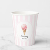 Personalized Pink Ice Cream Cone Birthday  Papieren Bekers (Voorkant)