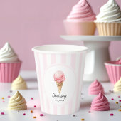 Personalized Pink Ice Cream Cone Birthday  Papieren Bekers
