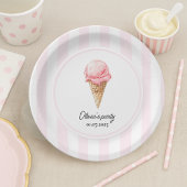 Personalized Pink Ice Cream Cone Birthday Papieren Bordje